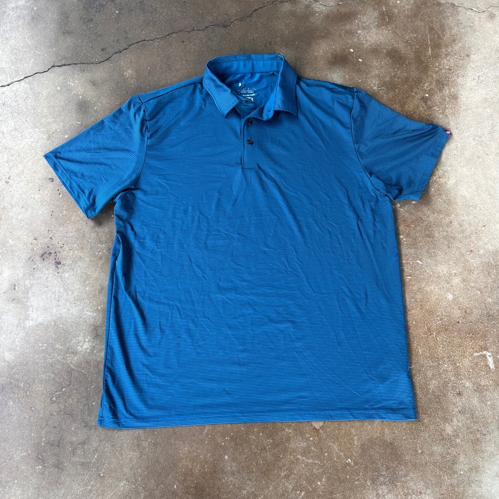 Chick-fil-A Polo Shirt Mens XL Blue Excellent Short Sleeve Performance Stripe